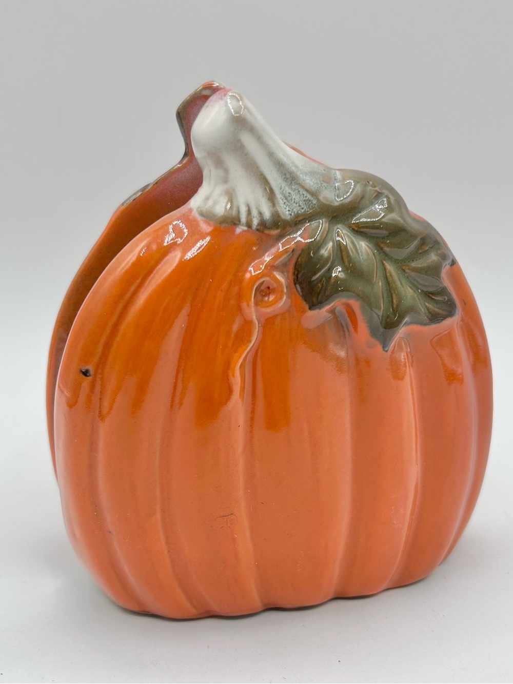 Ceramic Pumpkin Napkin Holder Orange 5" x 4.25"